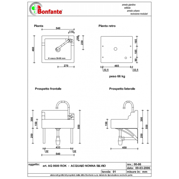 Acquaio Nonno Silvio in Pietra Ricostruita Bonfante AQ 8600 ROK TUF / TAB / GRI - immagine 2