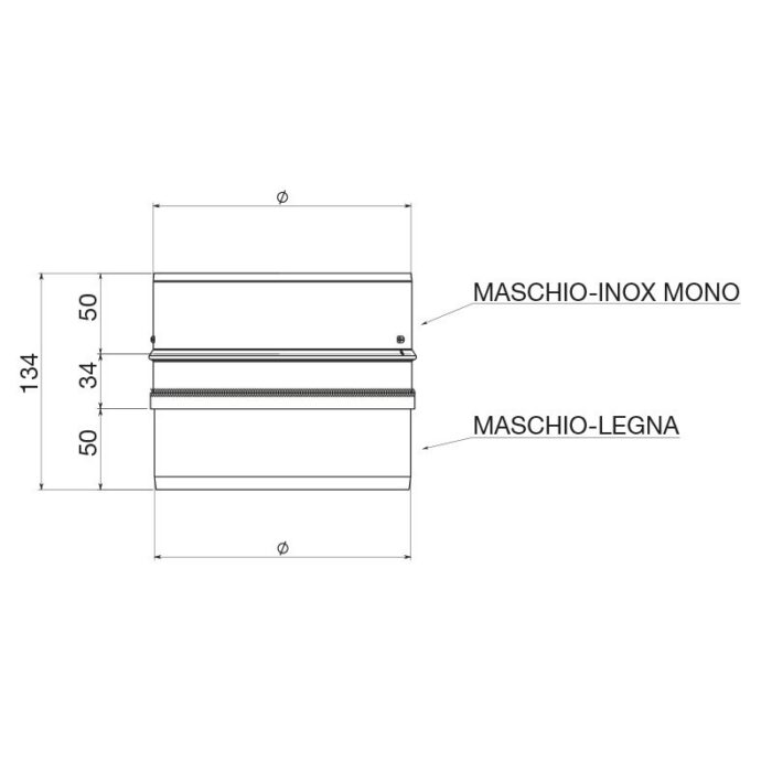 ADT4 Adattatore Legna Maschio Inox Mono Maschio Apros - immagine 3