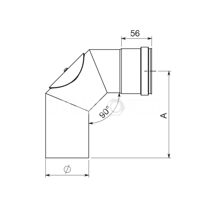 Curva 90° con Ispezione Ø80 Stufe Pellet Acciaio Nero Apros - D080C90S - immagine 2