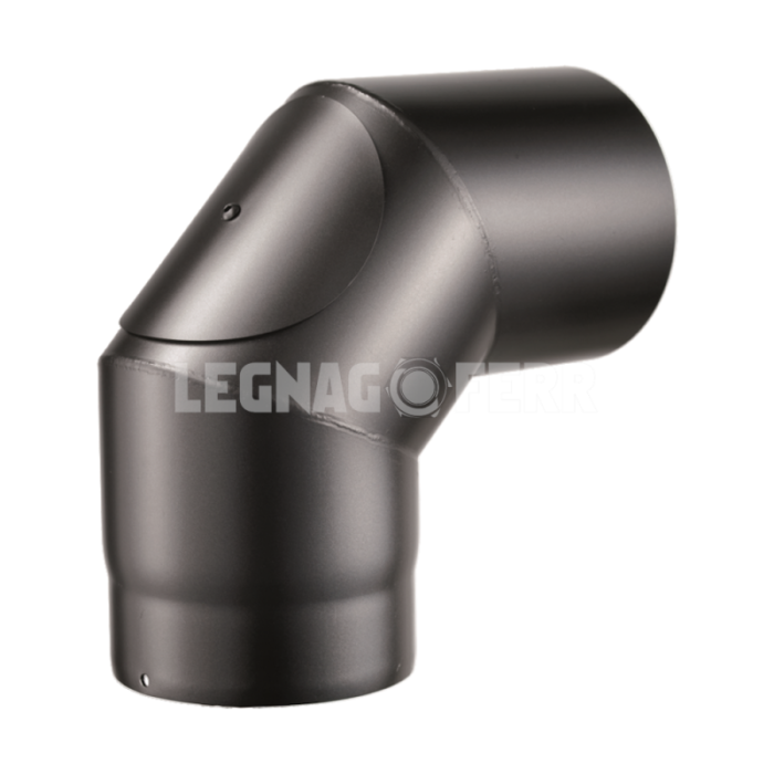 Curva a 90° con Ispezione Acciaio Nero Pesante per Stufe Legna Apros - C90S curva con ispezione nera opaca