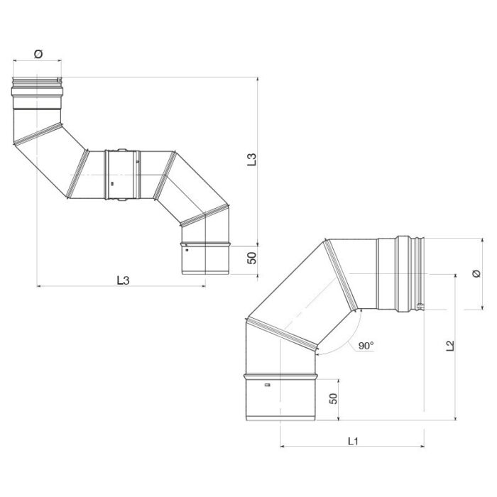 Curva a 90° Acciaio Inox Apros C090 2 legnagferr