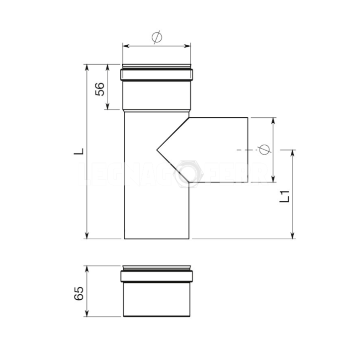 D080RAMM Raccordo a T Maschio - Femmina per Stufe a Pellet D.080 Apros - immagine 2