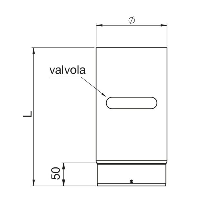 Tubo 30 cm con Valvola Acciaio Nero Pesante per Stufe Legna Apros - Tutti i diametri - T300 - immagine 2