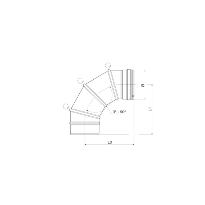 Curva Orientabile Inox 0-90° Mono Parete Apros - ORSX - immagine 2