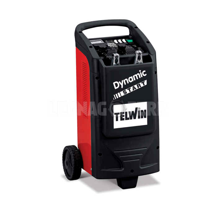 Telwin DYNAMIC 420 START Caricabatterie e Avviatore per Batterie Elettrolita Libero WET 12/24 V completo di cavi e ruote colore rosso e nero telwin