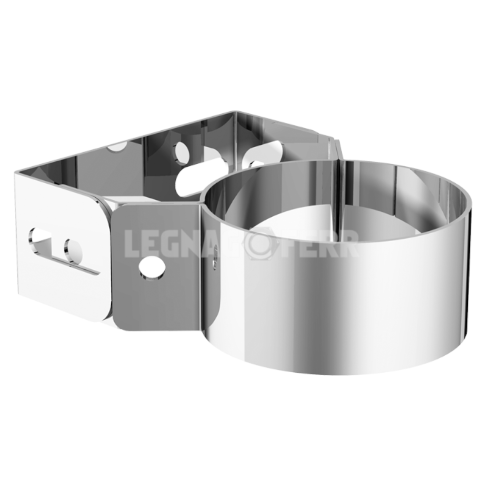 Fascetta Murale Acciaio Inox Spessore 40mm Apros - FM14 1 fascetta murale acciaio inox rotonda con possibilità attacco muro preforata lucida grigia per tubi stufa