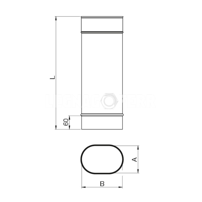 Tubo Ovale 50cm in Acciaio Inox Apros - T500 OVAL - immagine 2