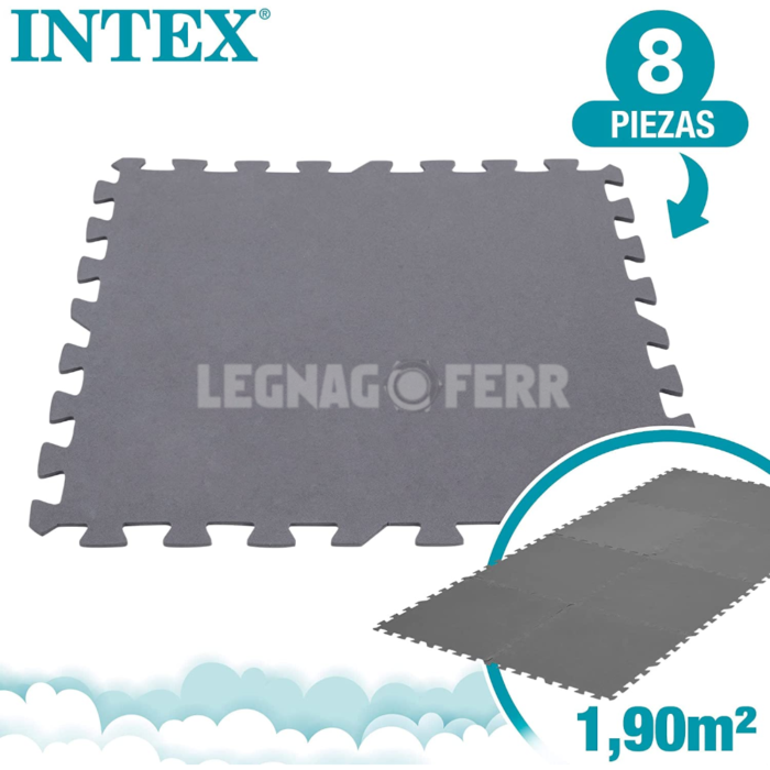 Piastrella Antiscivolo Grigia 8 Pz 50x50 cm Protezione Sotto Piscina Intex 29084 - immagine 2