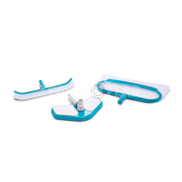kit di pulizia deluxe completo di retino spazzola e vacuum intex azzurro e bianco intex