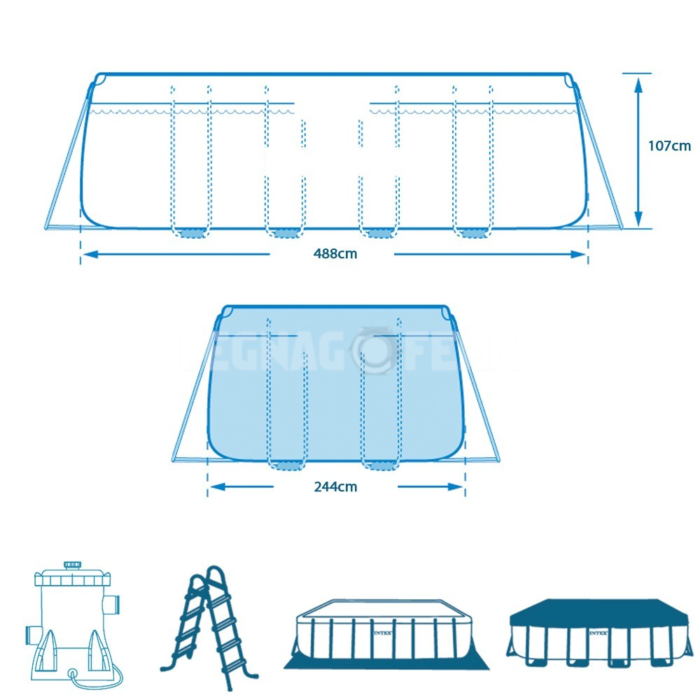 Piscina Fuori Terra Prism Frame Rettangolare 488 x 244 x 107cm Intex 26792 - immagine 3