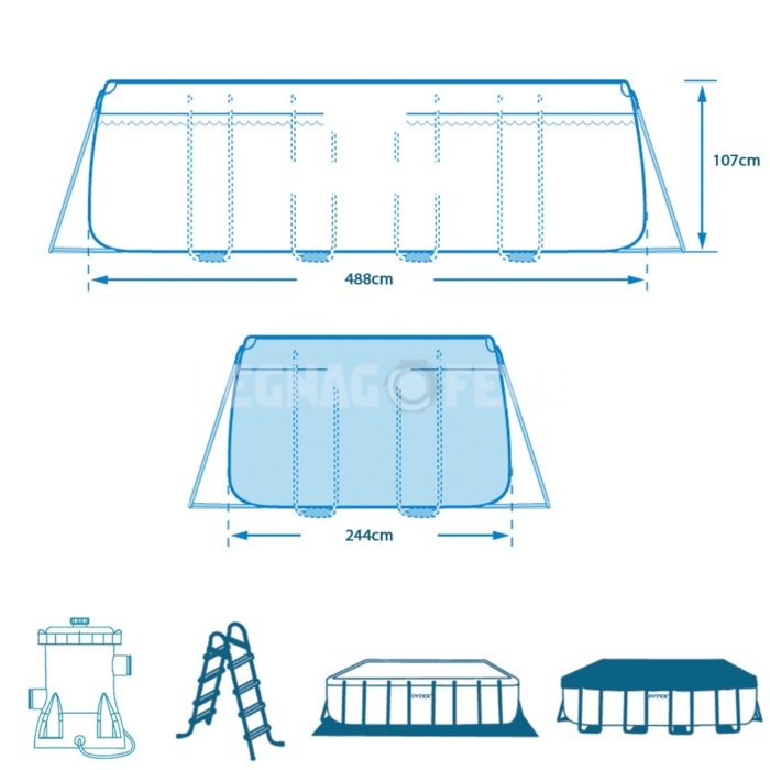 Piscina Fuori Terra Intex 26792 Ex 26778 Prism Frame Rettangolare 488x244x107 legnagoferr 2