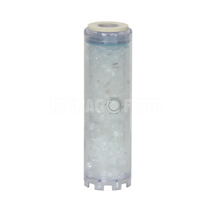 Filtro a Polifosfati (Cristalli) Cartuccia Per la Depurazione Dell'acqua 9" 3/4 - CP SERIES cilindrica plastica trasparente con guarnizione inclusa