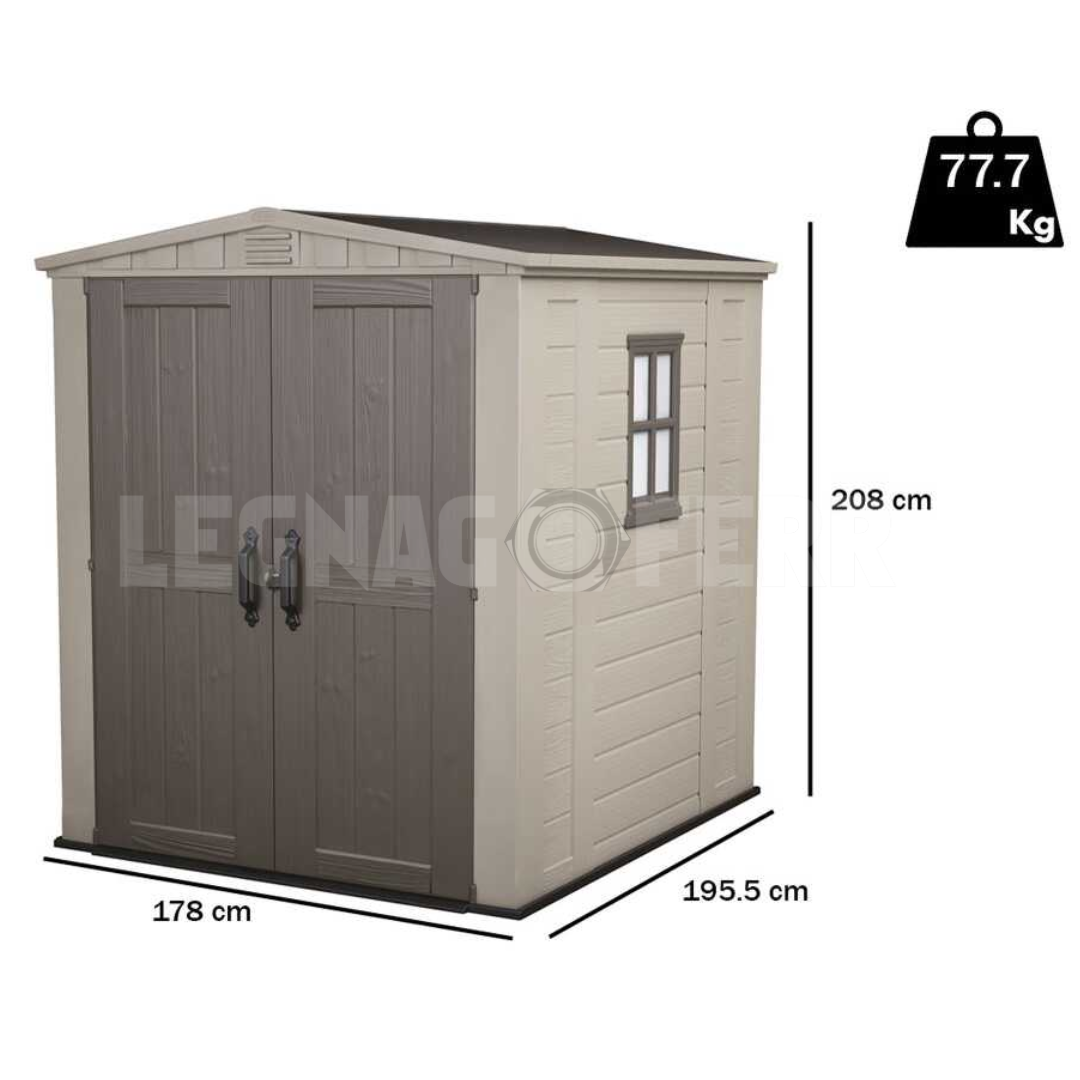Keter Factor 6x6 Keter Casetta Da Giardino 178x195,5x208h cm - Beige 6 Casetta Keter Factor 6x6 178x195,5 cm Beige legnagoferr