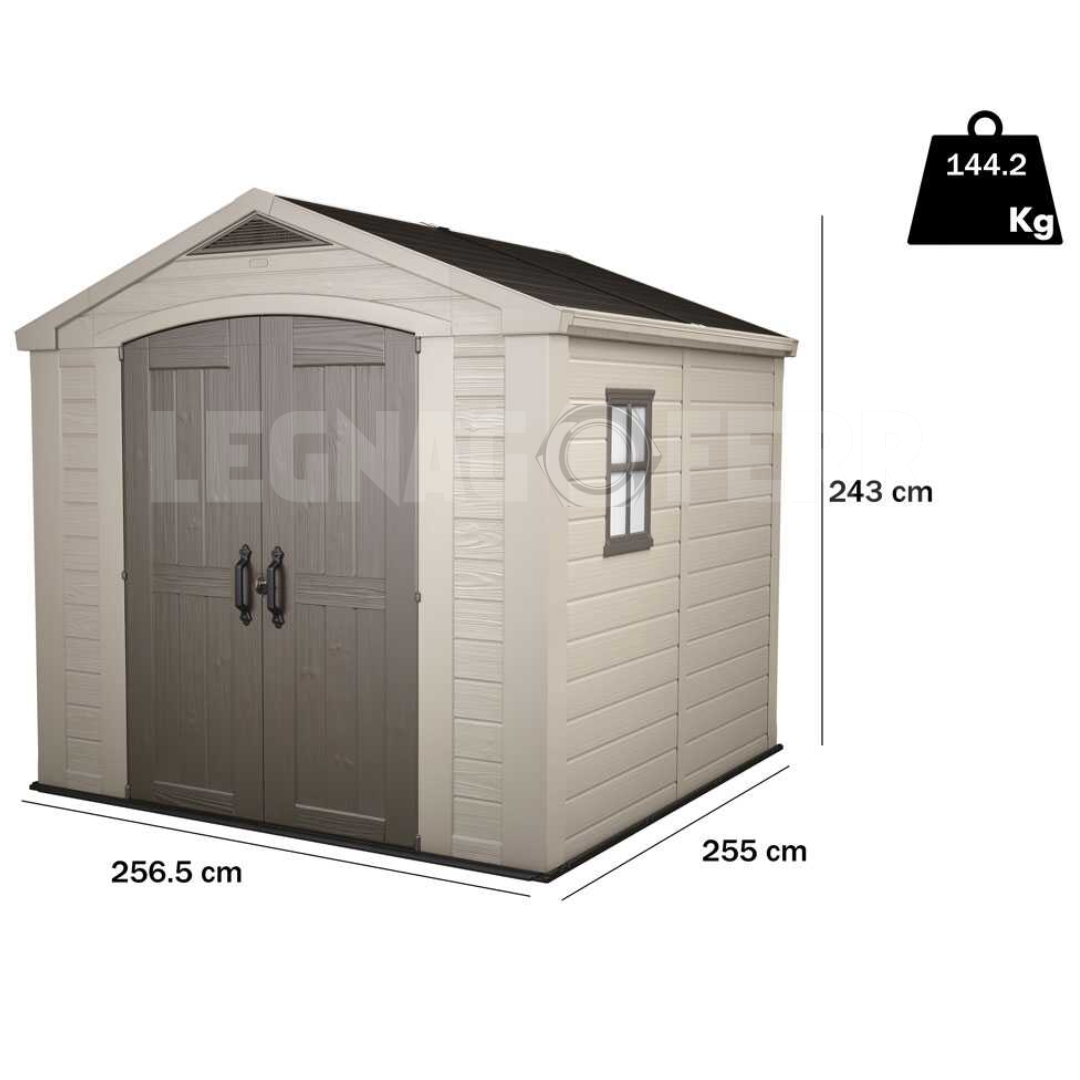 Keter Factor 8x8 Casetta Da Giardino 256x255x243h cm - Beige 9 Casetta Keter Factor 8x8 256x255x243h cm Beige legnagoferr (1)
