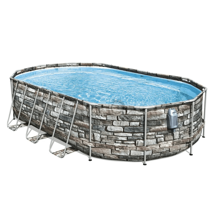 piscina bestway 56719 ovale effetto muro grigio completa