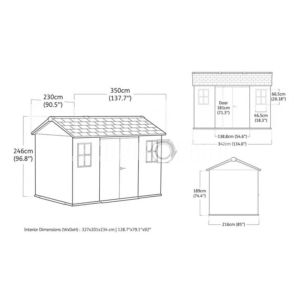 Keter Newton Plus 7511/1175 Casetta da Giardino 230x350x246 cm 3 keter newton plus 7511 legagoferr14