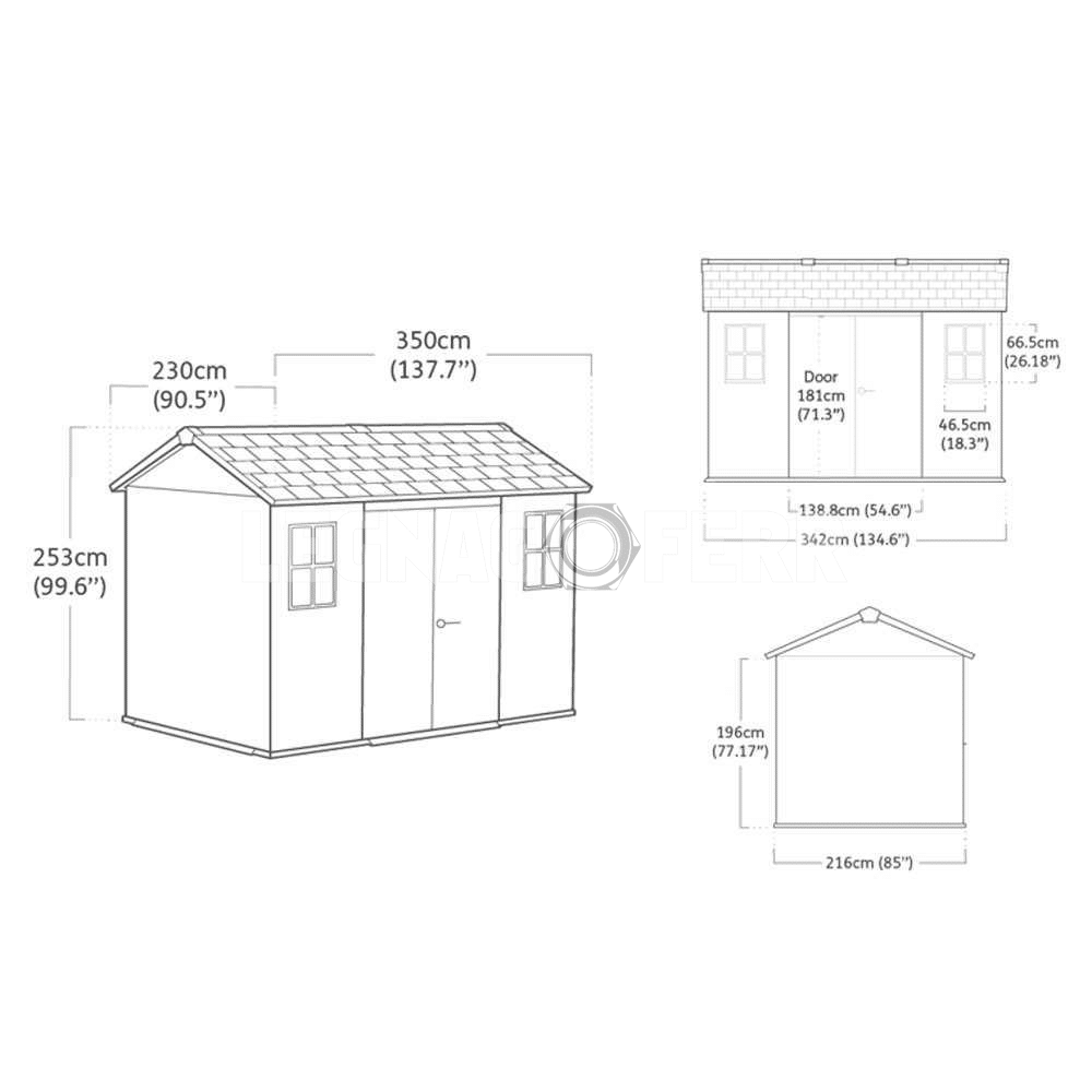 Keter Oakland 1175 Casetta da Giardino 350x229x254 cm 2 keter oakland 1175 legnagoferr8