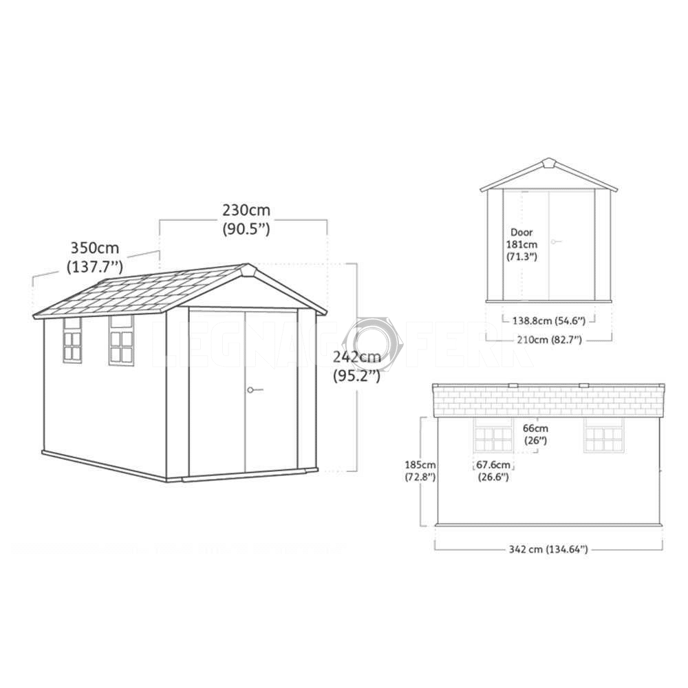 Keter Oakland 7511 Casetta da Giardino 230x350x242 cm 2 keter oakland 7511 legnagoferr7