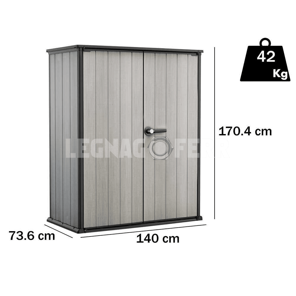 Keter High Store+ Armadio Porta Attrezzi 140x73,6x170,4 cm 2 keter high store+ legnagoferr1