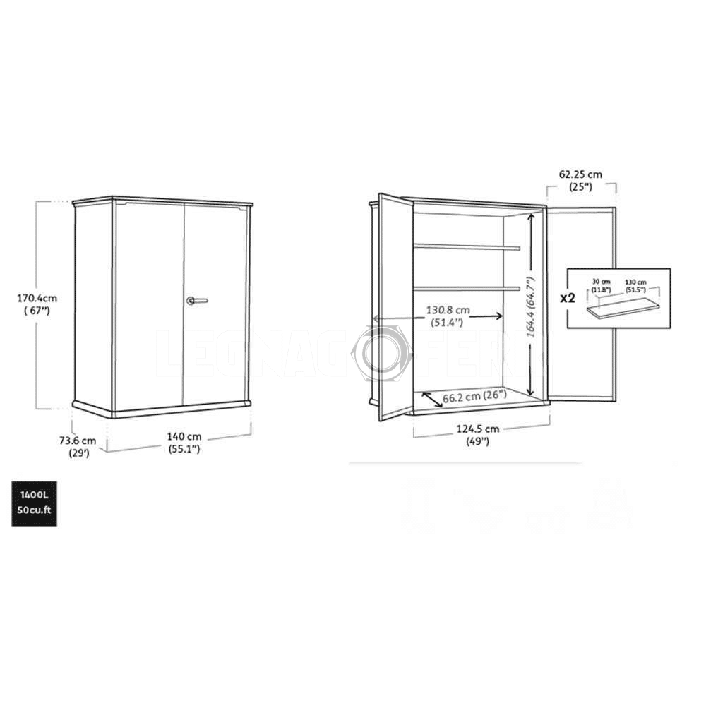 Keter High Store+ Armadio Porta Attrezzi 140x73,6x170,4 cm 6 keter high store+ legnagoferr5