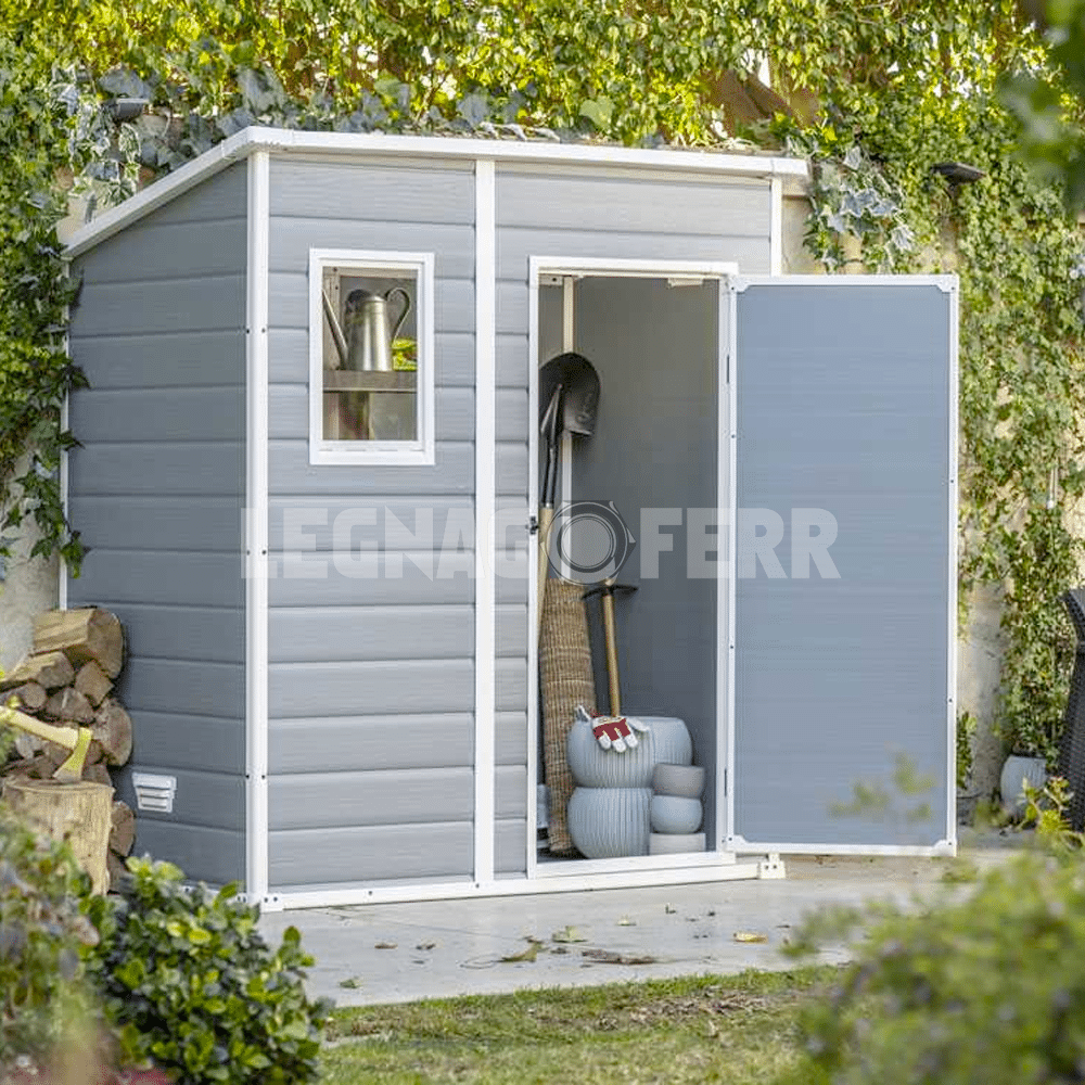 Keter Manor Pent 6x4 Casetta da Giardino Grigio 183,5x111x200,5 cm 4 keter manor pent 6x4 legnagoferr2