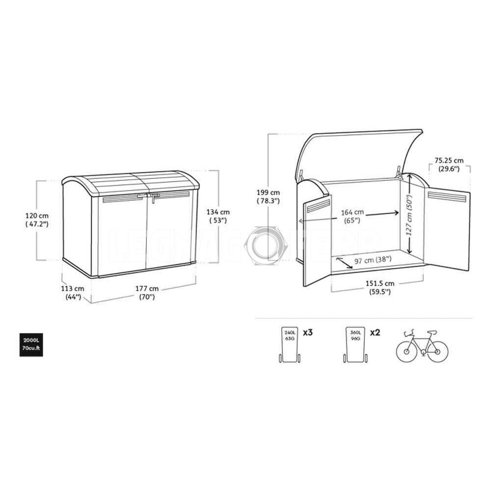 Keter Store It Out Ultra Box Porta Attrezzi 2000L 177x113x134 cm 12 keter store it out ultra legnagoferr11