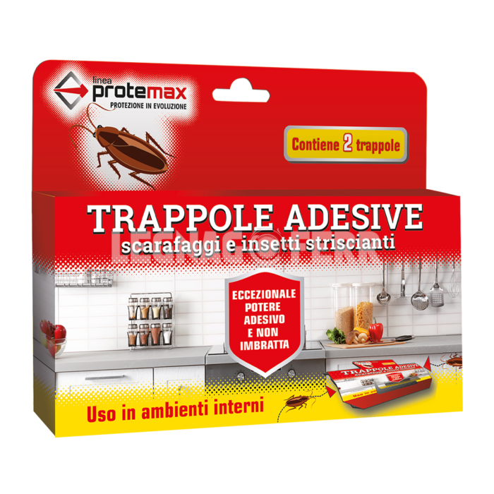 protemax trappola adesiva in scatola 2 pezzi per scarafaggi e insetti striscianti