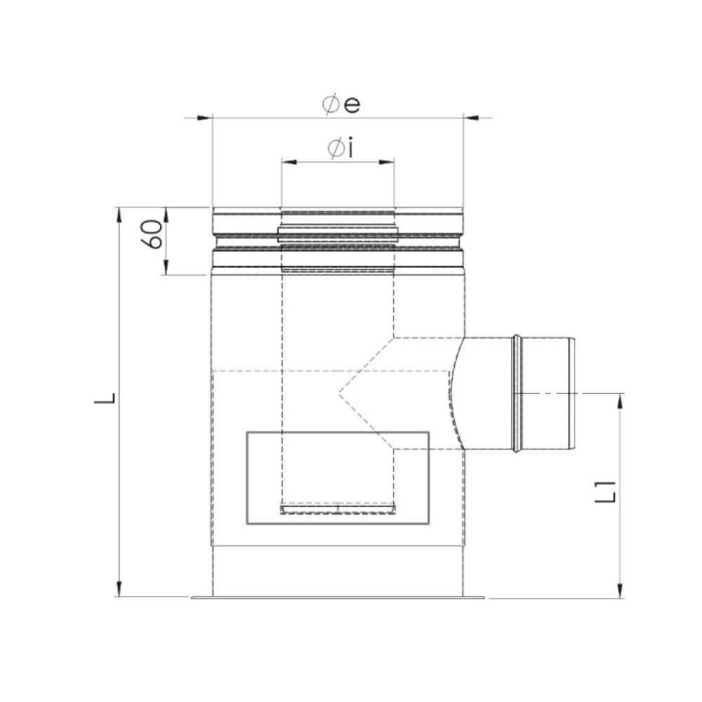 RAC4 Raccordo a T 90° Partenza da Terra Telescopico con Ispezione Tripla Parete Apros 3 RAC4 Raccordo a T 90° Partenza da Terra Telescopico con Ispezione Tripla Parete Apros - immagine 3