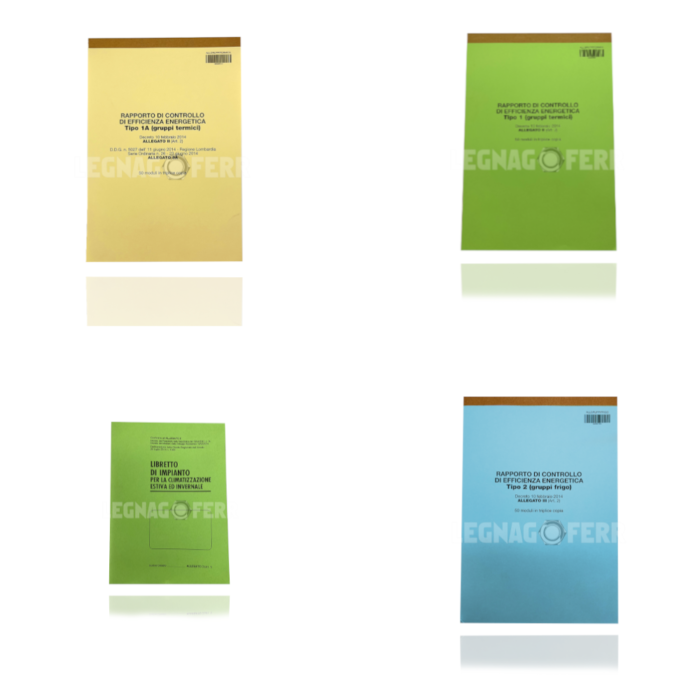 Libretti per Installatori Manutentori - Contattateci per Prezzi Riservati, per Regione Lombardia colore verde, in triplice copia vari colori