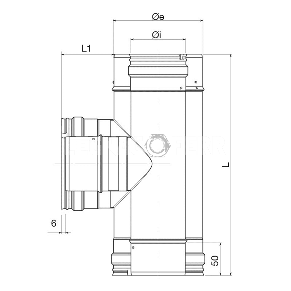 Raccordo a T 90° Maschio-Femmina Doppia Parete Apros T090 Acciaio Inox Canne Fumarie 2 Raccordo a T 90° Maschio-Femmina Doppia Parete Apros T090 Acciaio Inox Canne Fumarie - immagine 2