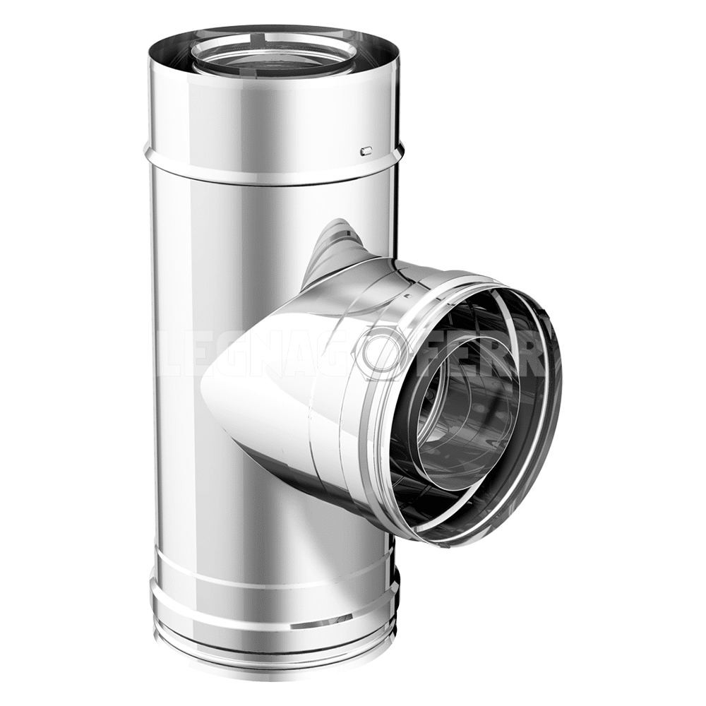 Raccordo a T 90° Maschio-Femmina Doppia Parete Apros T090 Acciaio Inox Canne Fumarie 1 Raccordo a T 90° Maschio-Femmina Doppia Parete Apros T090 Acciaio Inox Canne Fumarie