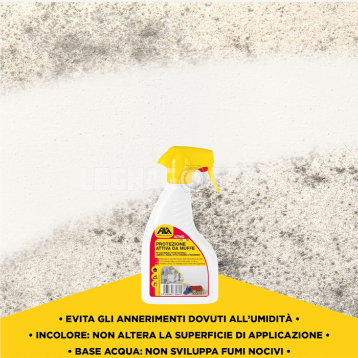 FILA Surface Care Solutions ACTIVE2 Protettivo Anti Muffa contro la Ricomparsa Antimuffa per Muri Interni da usare prima della Vernice Antimuffa, Trattamento Spray Trasparente Protettivo, 500ml - immagine 4