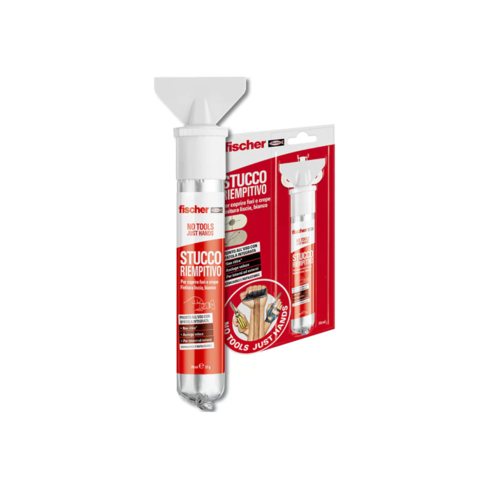 Fischer Stucco Riempitivo in Tubetto con Spatola Integrata per Coprire Fori e Crepe Bianco 70 ml