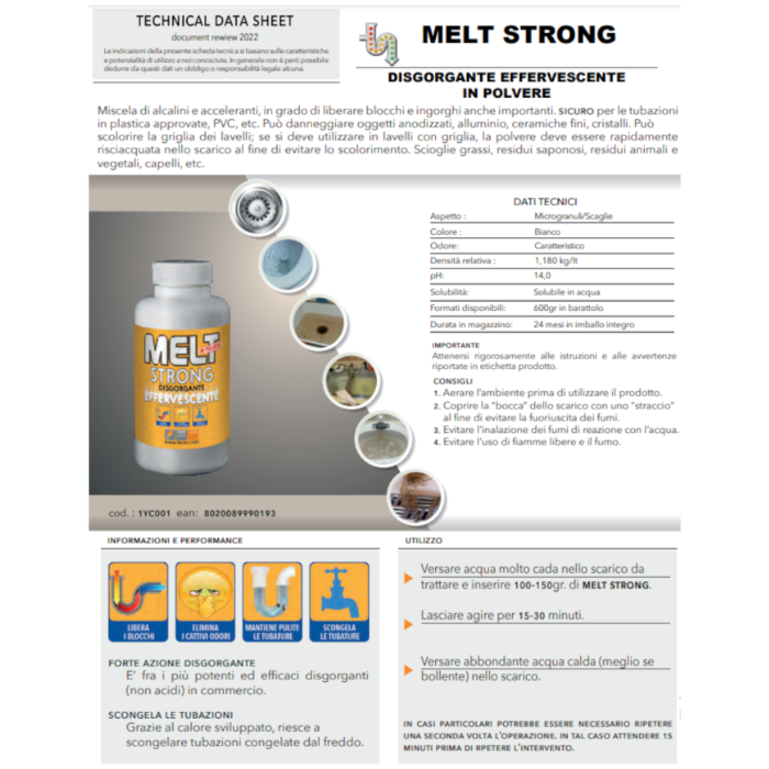 Melt Strong Disgorgante in Polvere 600gr Faren - immagine 2
