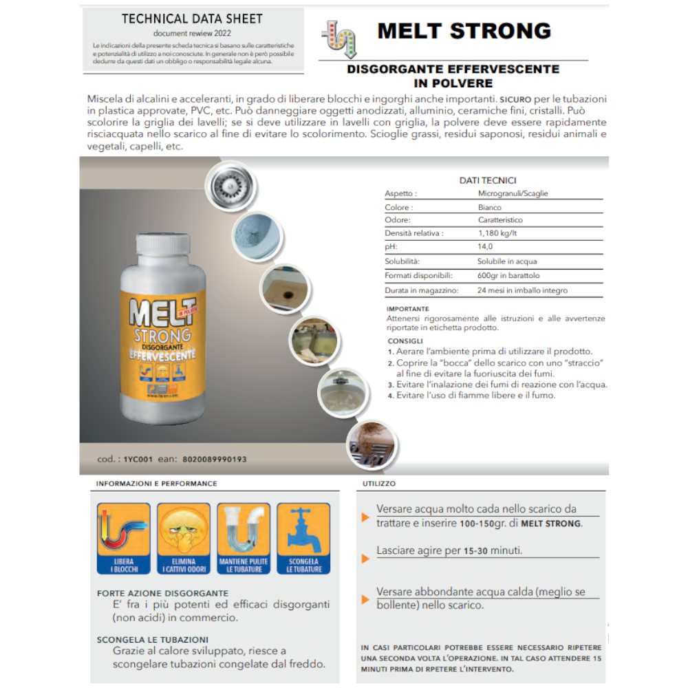 Disgorgante in Polvere Melt Strong 600gr Faren