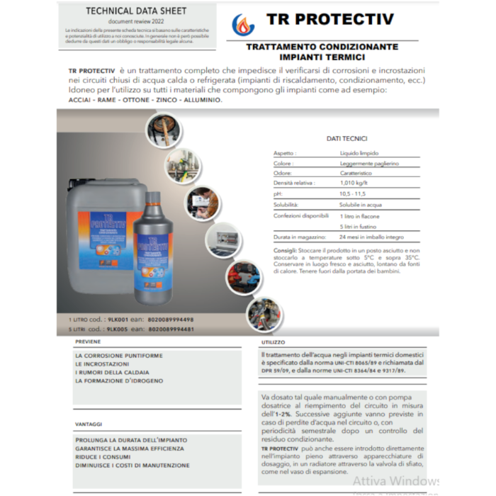 Faren TR PROTECTIV Trattamento Anti Corrosione Circuiti Impianti Termici 1LT - immagine 2