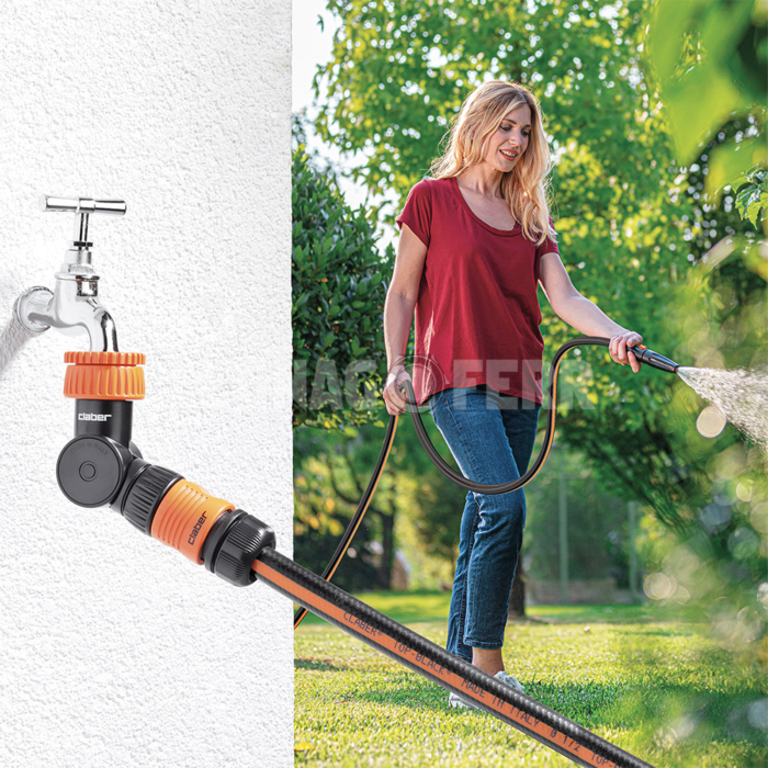 Claber 8592 Presa Rubinetto 1"-3/4" con Snodo Quick-Click