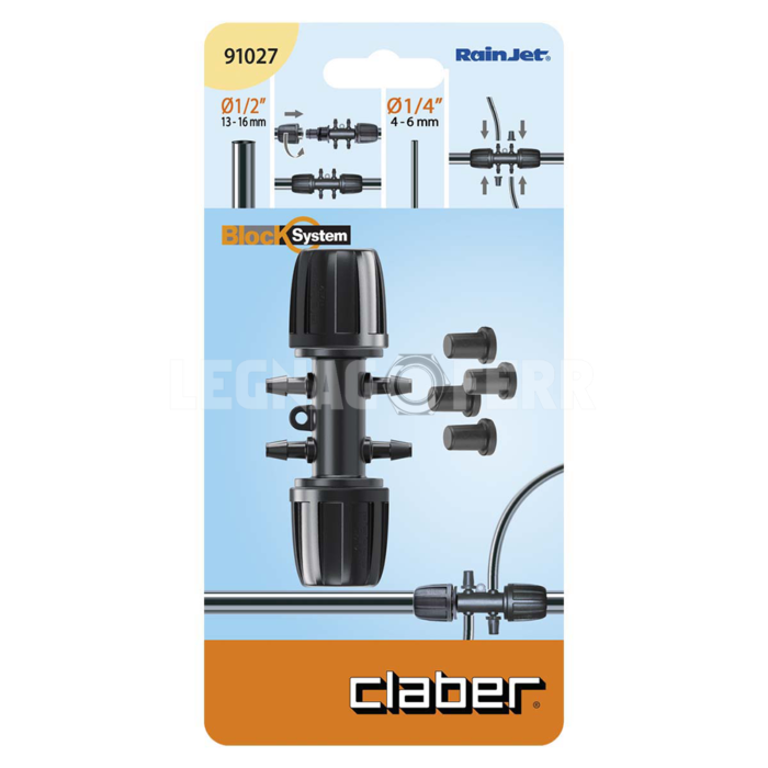 Raccordo per Tubo Collettore da 1/2" Uscite da 1/4" Claber 91027 - immagine 2