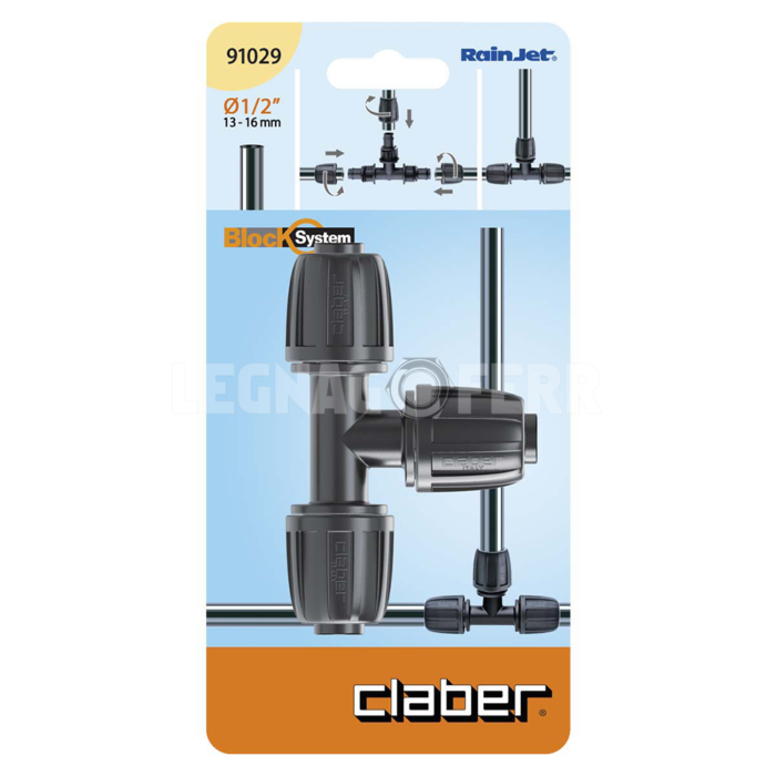 Raccordo a 3 Vie per Tubo Collettore da 1/2" Claber 91029 - immagine 2
