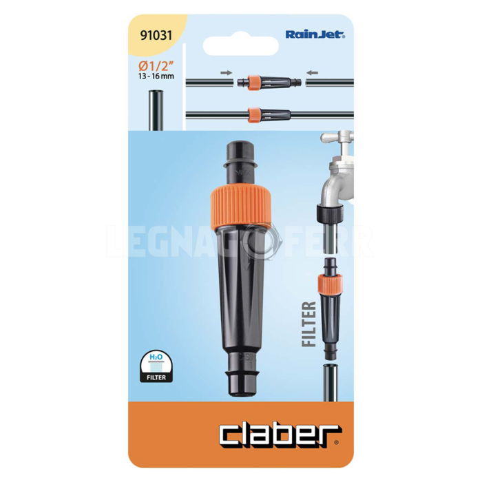 Filtro in Linea per Tubo Collettore da 1/2" Claber 91031 - immagine 2
