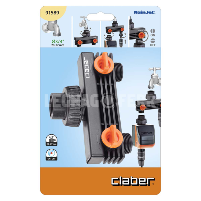 Presa a 2 vie con Rubinetti 3/4" Maschio Claber 91589 - immagine 2