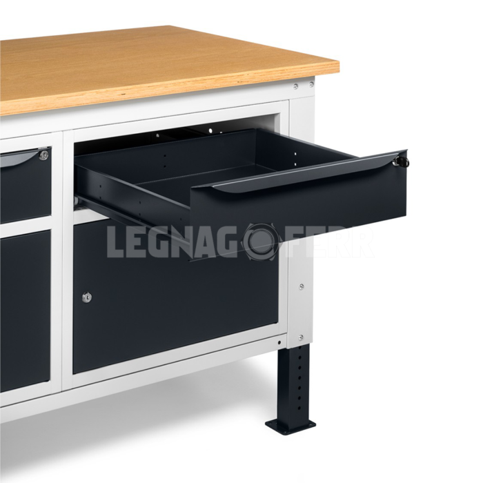 Banco da Lavoro 150cm con 2 Armadi con 1 Cassetto e Porta Fami WORK1511 - immagine 4