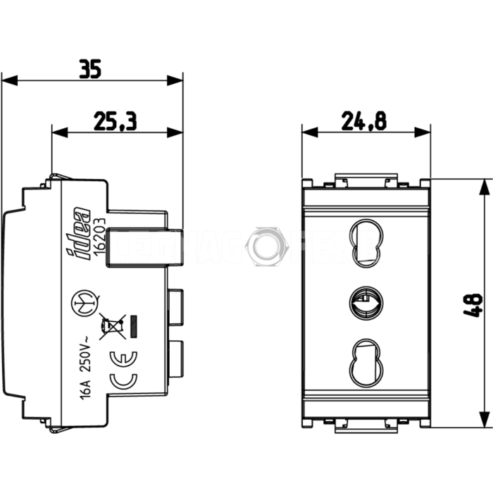 Presa Bpresa SICURY 2P+T 16 A 250 V Italiana Vimar Idea 16203 - immagine 2