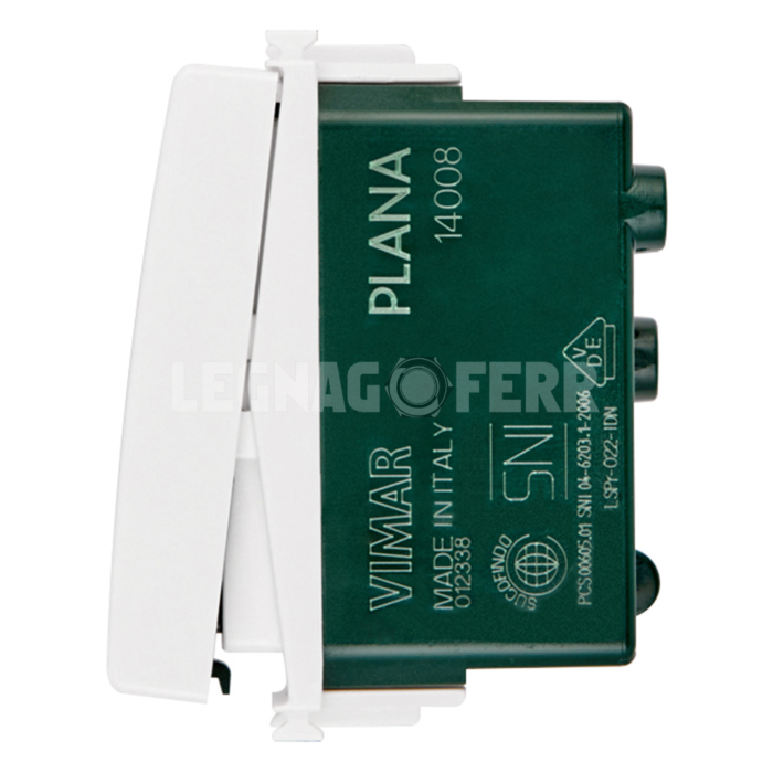 Pulsante Unipolare 10A Bianco Illuminabile Luminoso NO Normalmente Aperto 250V Vimar Plana 14008 - immagine 2