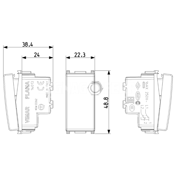 Invertitore Bianco Unipolare 16Ax Illuminabile Vimar Plana 14013 - immagine 4