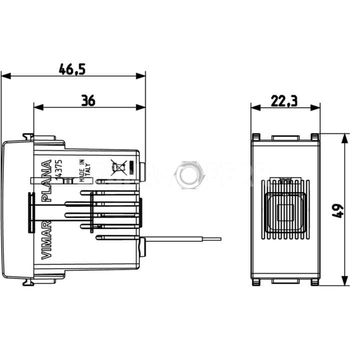 Ronzatore 12V SELV 50-60Hz bianco Vimar Plana 14375 - immagine 4