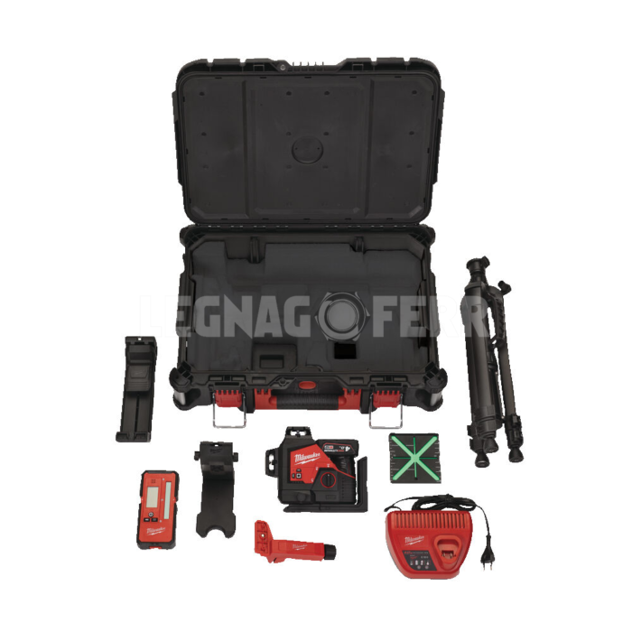 M12 3PLKIT 401P Kit Laser Verde 12V a 3 Linee 360° con Accessori Milwaukee 4933478960 legnagoferr 2