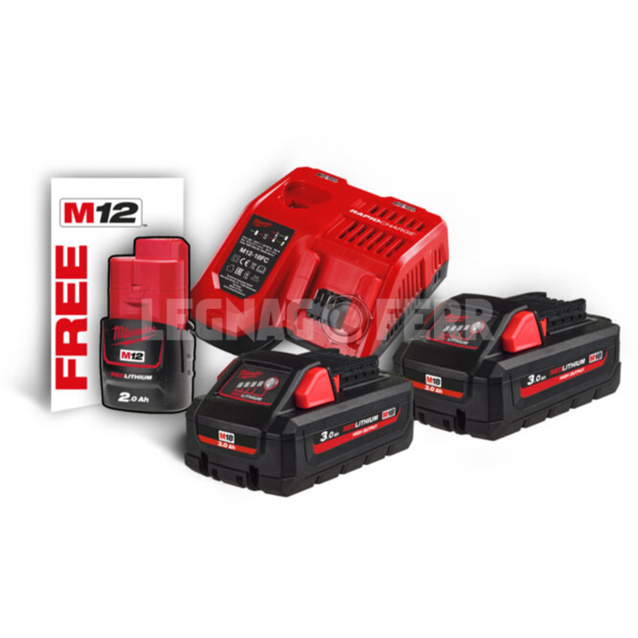 M18 HNRG-302 Kit Batterie 3 Ah e Carica Milwaukee 4933471071