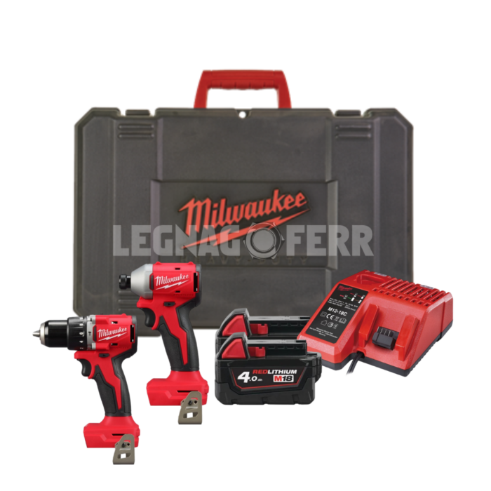 Milwaukee M18 BLCPP2A-402C Trapano con Percussione + Avvitatore Impulsi 14 4933492827 legnagoferr