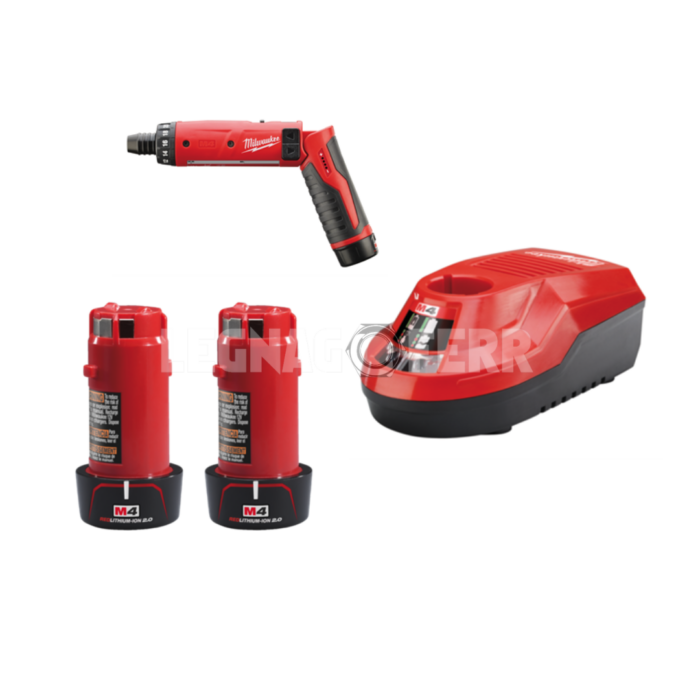 Milwaukee M4 D-202B – Avvitatore a Batteria 4V con 2 Batterie 4933440475 legnagoferr